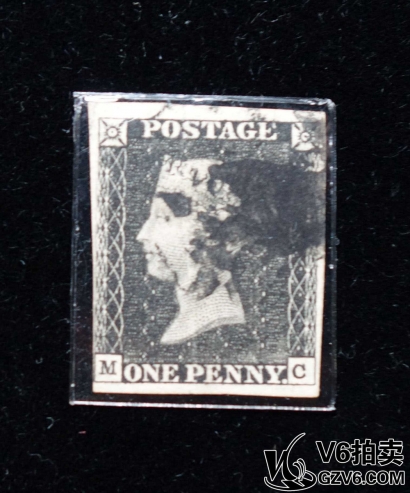 Lot176-138 1840年英國(guó)黑便士郵票 四邊見白，有折痕 中上品